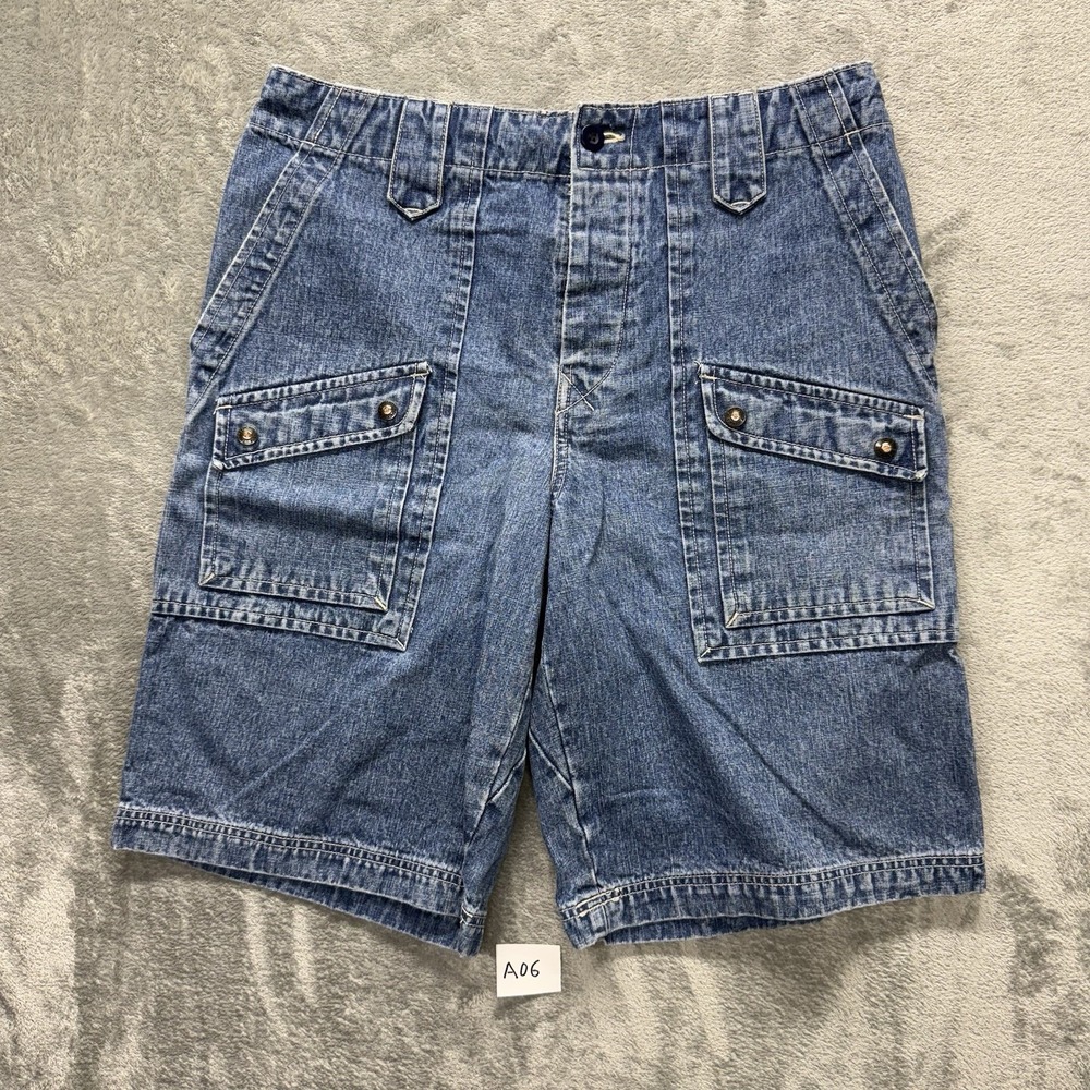 Vintage Emergency Exit Shorts Men's 34 Denim Cargo Shorts Y2K Baggy Skater